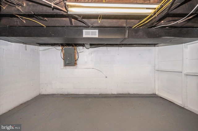 basement with electric panel