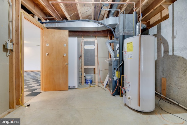 basement with gas water heater