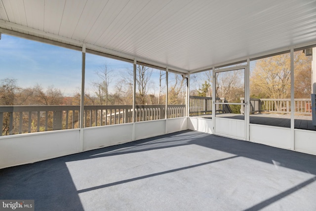 view of unfurnished sunroom