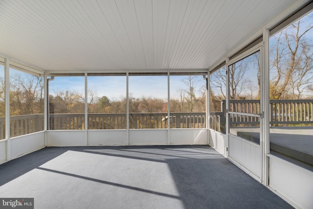 view of unfurnished sunroom