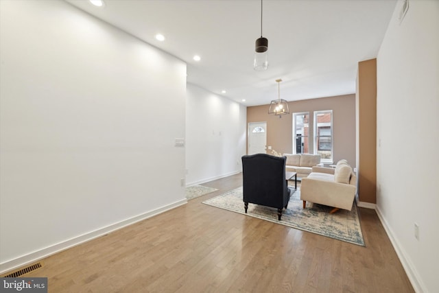 living room featuring light hardwood / wood-style flooring