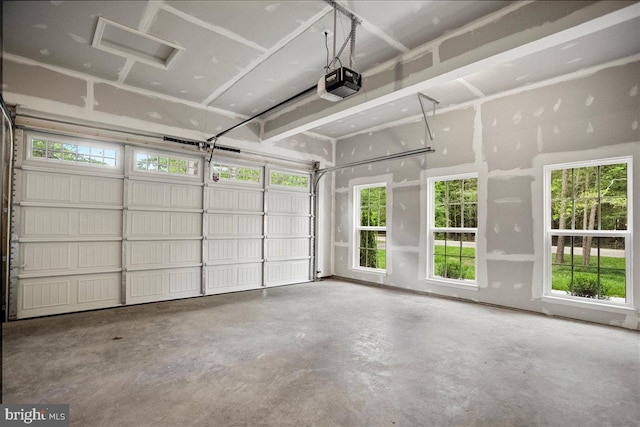 garage with a garage door opener