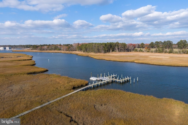 view of water feature featuring a dock