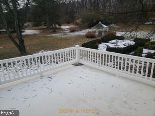 view of snow covered patio