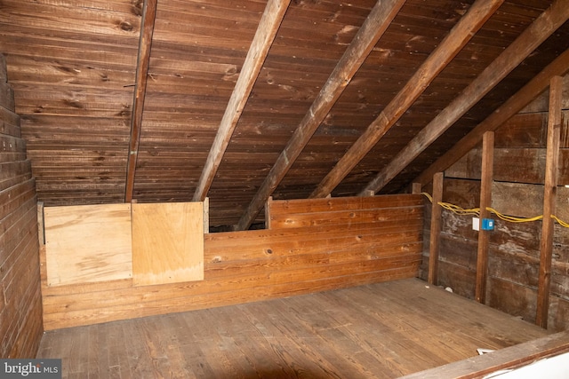 view of unfinished attic