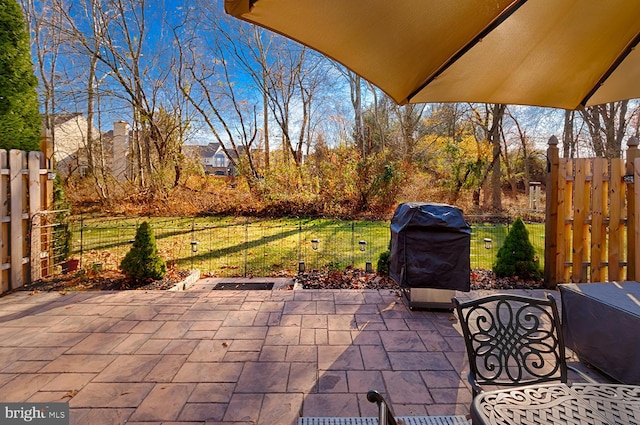 view of patio / terrace featuring a grill