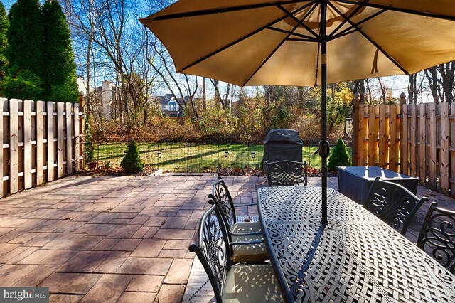 view of patio with area for grilling