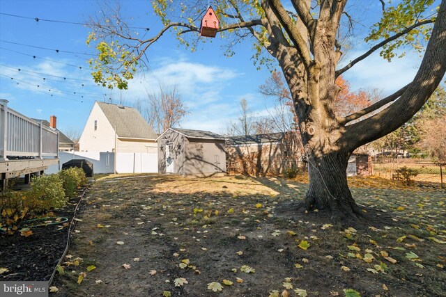 view of yard with a shed