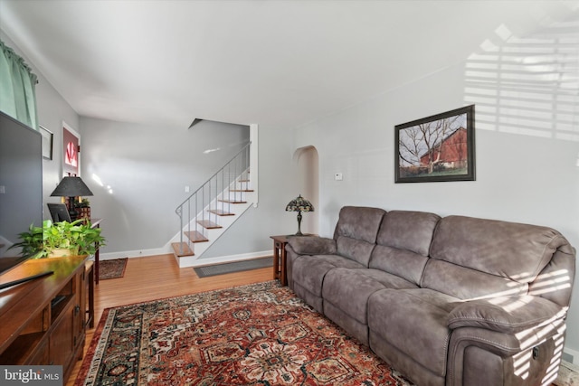 living room featuring hardwood / wood-style flooring