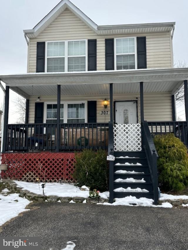 view of front of property with a porch