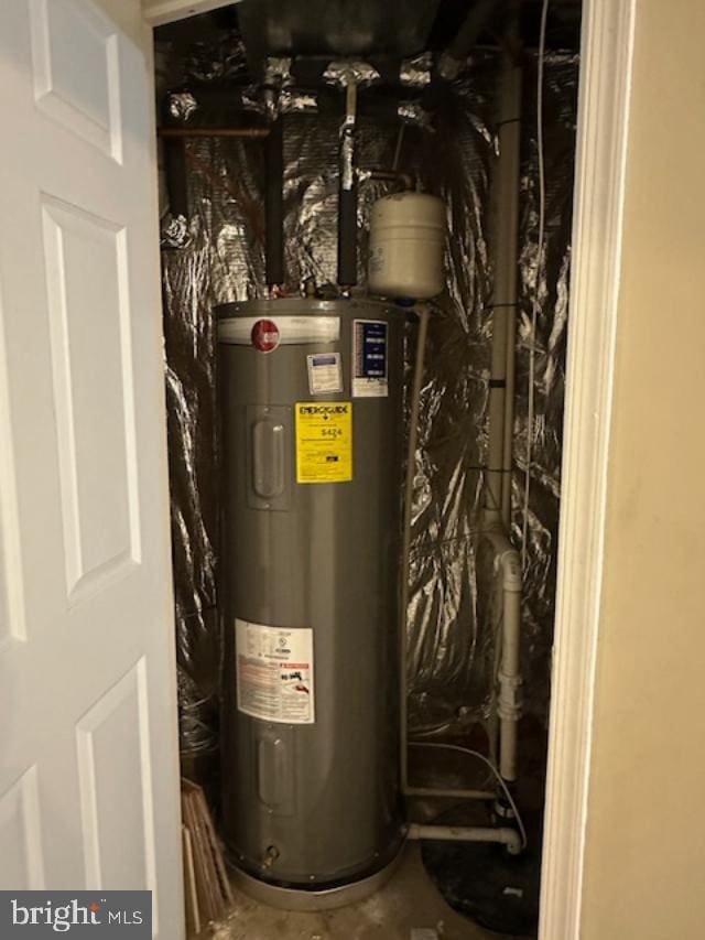 utility room with water heater