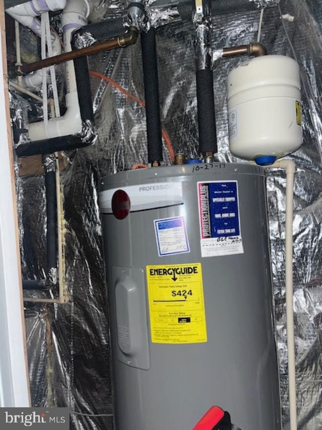 utility room featuring water heater