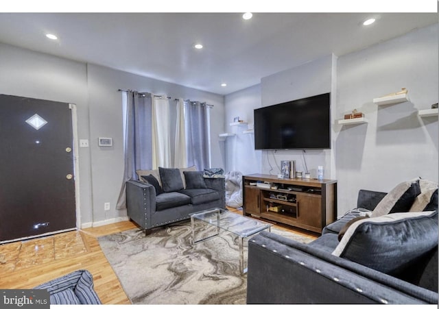 living room with wood-type flooring