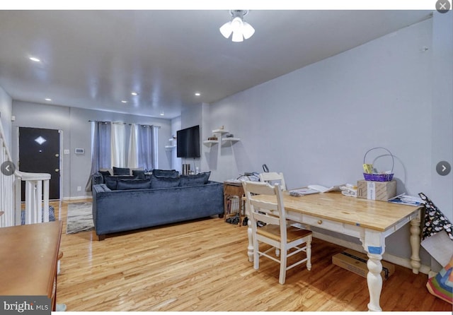 dining space featuring light hardwood / wood-style flooring