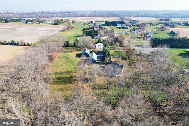 bird's eye view with a rural view