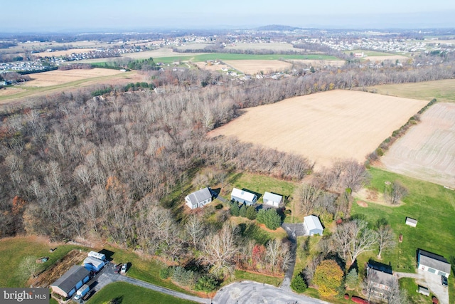 aerial view featuring a rural view