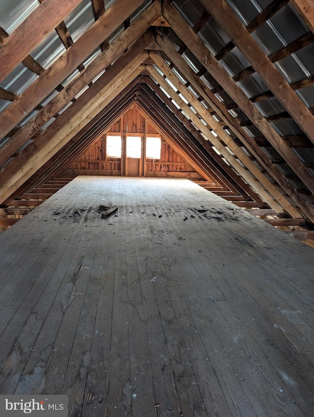 view of unfinished attic