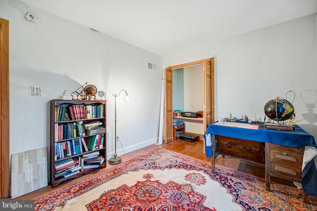 interior space with light hardwood / wood-style floors