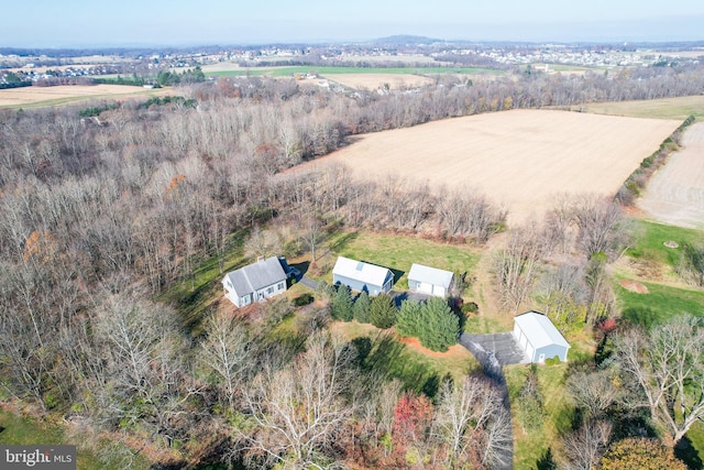 bird's eye view with a rural view