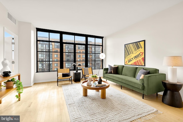 living area featuring light hardwood / wood-style floors