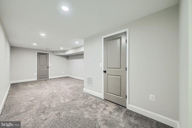 basement featuring carpet floors