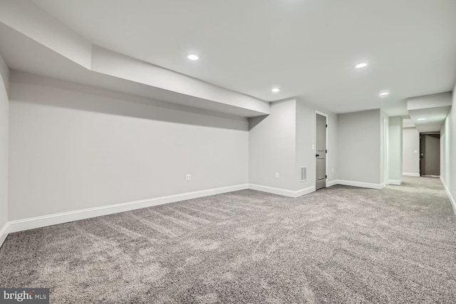 basement featuring carpet