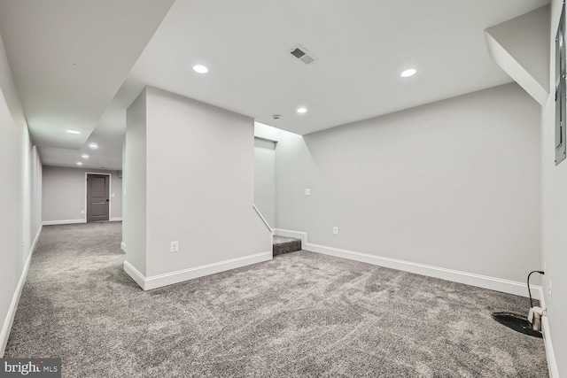 interior space featuring carpet flooring