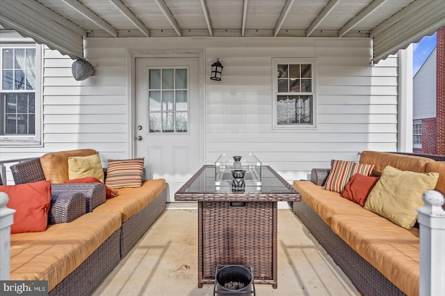 view of patio featuring an outdoor hangout area