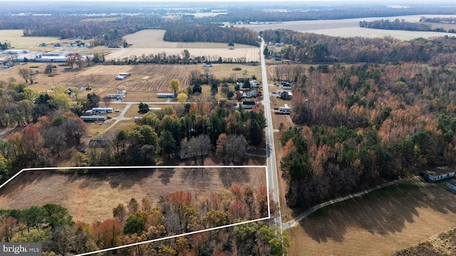 birds eye view of property with a rural view