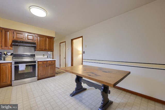 kitchen with stainless steel range