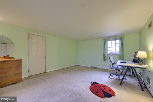 office with light colored carpet