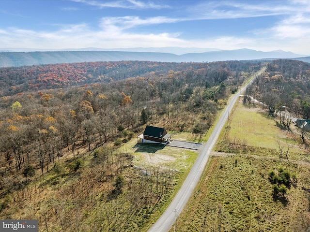 birds eye view of property with a mountain view