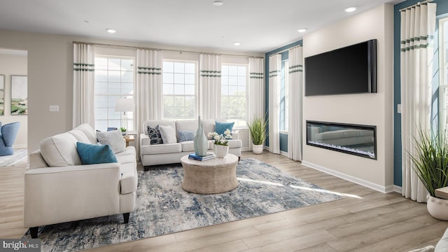 living room featuring light hardwood / wood-style flooring