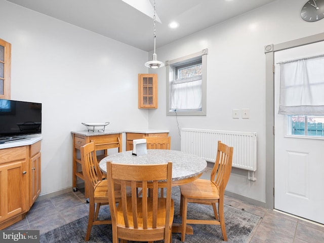 dining space with radiator heating unit