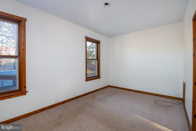 spare room featuring carpet and a healthy amount of sunlight