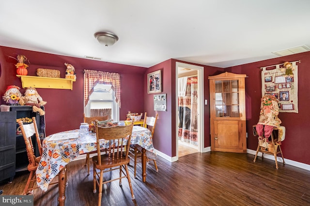 dining room with dark hardwood / wood-style floors