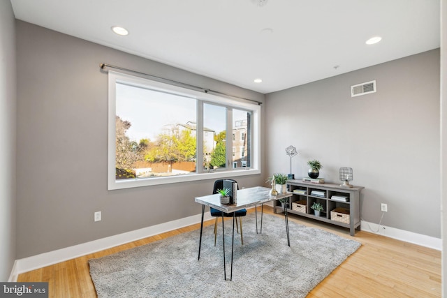 home office featuring wood-type flooring