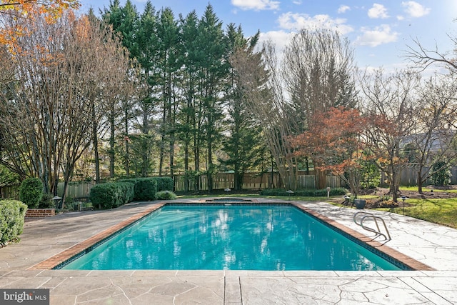 view of swimming pool with a patio