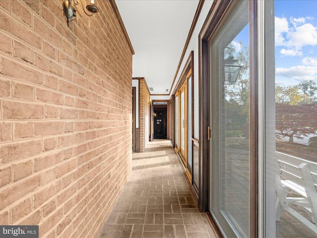 hallway with ornamental molding