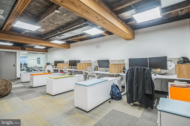 view of carpeted office space