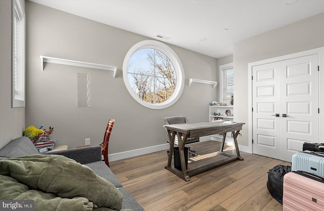 office featuring light hardwood / wood-style flooring