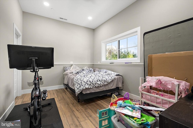 bedroom featuring light wood-type flooring