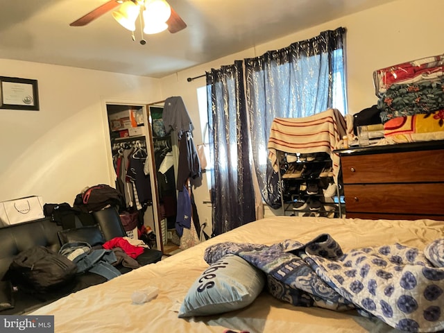 bedroom with a closet and ceiling fan