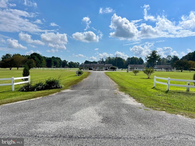 view of street with a rural view