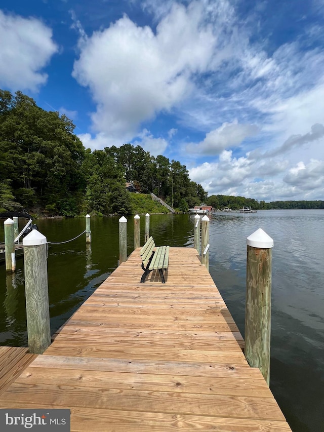 dock area featuring a water view