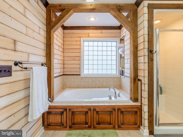 bathroom with plus walk in shower