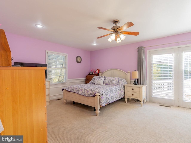 bedroom with carpet floors and ceiling fan