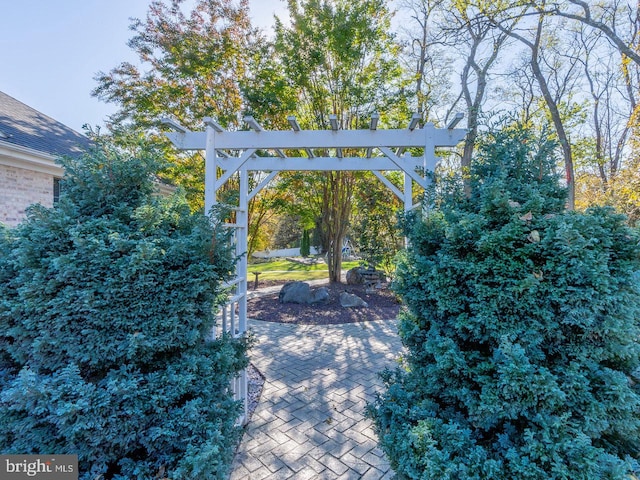 view of property's community with a patio area and a pergola