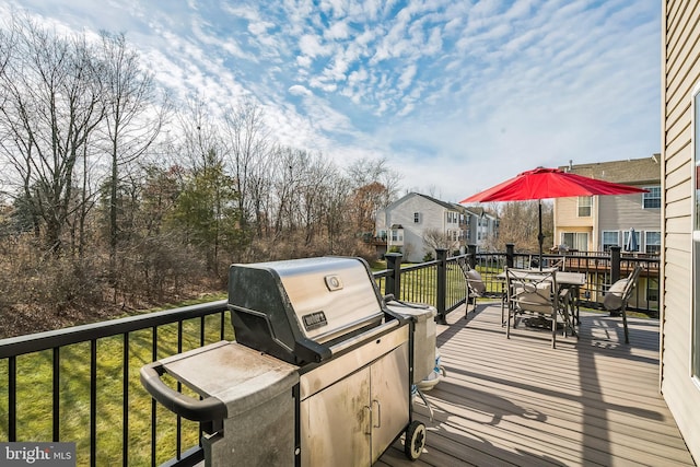 deck featuring grilling area