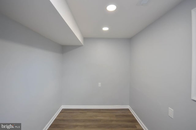 interior space with dark hardwood / wood-style floors